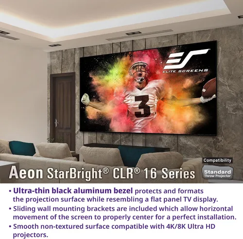 Miniatura 4 de Elite Screens Aeon StarBright 16:9 - Lámpara de techo de 123 pulgadas con marco fijo que rechaza el borde sin borde, pantalla de cine en casa, Aeon