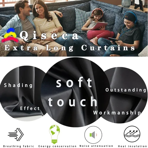 Miniatura 7 de Qiseca Cortinas extralargas de 132 pulgadas de largo para sala de estar, cortinas de techo de 11 pies, ventanas altas hechas a medida de 2 pisos