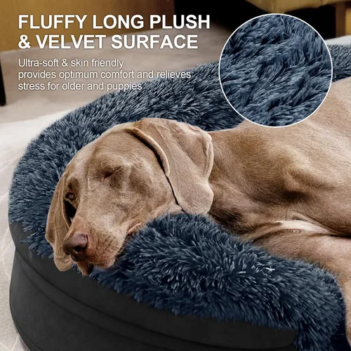 Miniatura 4 de iweepet Camas ortopédicas esponjosas para perros grandes y extragrandes, sofá cama calmante de 41 pulgadas para perros con espuma de apoyo 28D