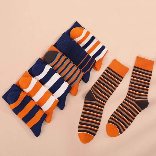 Miniatura 56 de TOEJYJ Calcetines de vestir divertidos para hombre, paquete de calcetines casuales divertidos, coloridos calcetines de algodón a rayas, talla 10-13