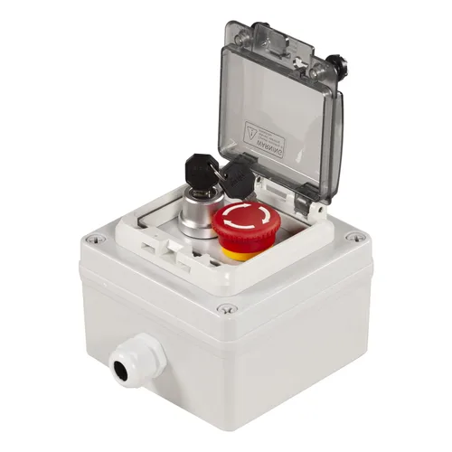 Caja de botón de presión ip67 con botón de parada de emergencia, botón de cerradura, interruptor de llave de botón de presión con cubierta Botón de