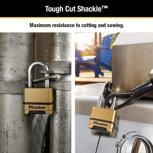 Miniatura 3 de Master Lock Cerradura de Combinación, Candado de Servicio Pesado Resistente a la Intemperie, Reiniciable para Uso en Exteriores, Acabado de Latón