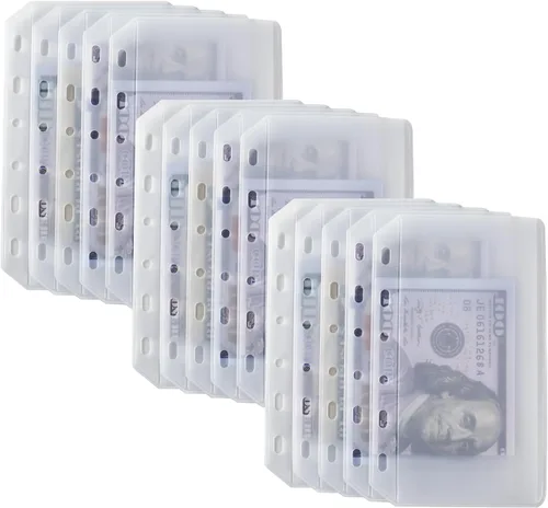 Miniatura 6 de UMSICHT 15 piezas de bolsillos para carpeta A5 sin cremalleras, sobres presupuestarios sin cremallera para sistema de efectivo, bolsa para carpeta