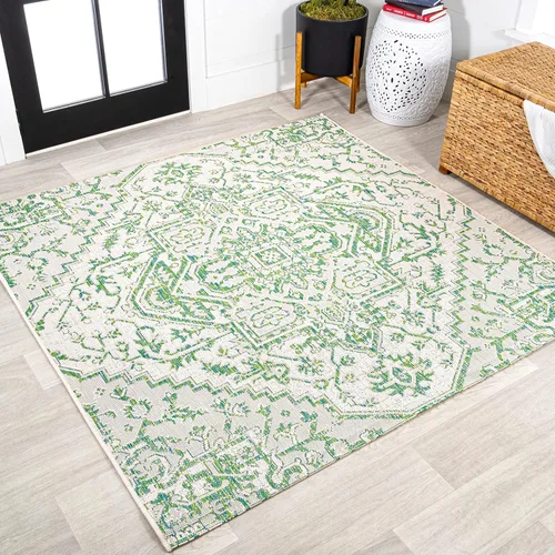 Miniatura 38 de JONATHAN Y - Alfombra Estrella interior/exterior con medallón bohemio, tejido texturizado, fácil limpieza, para dormitorio, cocina, patio, no suelta