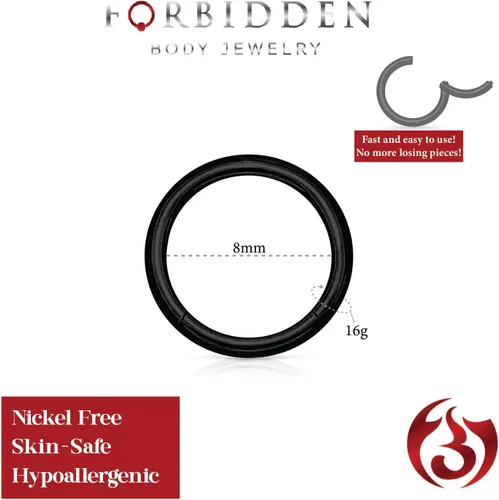 Miniatura 54 de Forbidden Body Jewelry - Piercing para la nariz de acero quirúrgico 316L con bisagra, 14G, 16G, 18G, diámetro de 15/64, 5/16, 25/64, 15/32 pulgadas