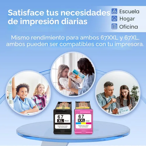 Miniatura 7 de Cartuchos de tinta 67XL HP para impresora HP, reemplazo para cartuchos de tinta HP 67, paquete combinado en color y negro, HP67, DeskJet 2755e