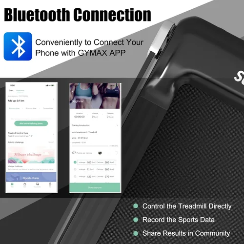 Miniatura 4 de Goplus Caminadora plegable, cinta de correr compacta superfit con control de aplicación, altavoz de dientes azules, 12 programas preestablecidos