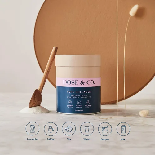 Miniatura 4 de DOSE & CO. Péptidos de colágeno puro para cabello, piel y uñas, sin sabor, suplemento en polvo de 10 onzas