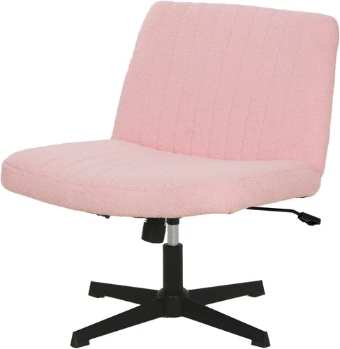 Miniatura 8 de BestOffice Silla cruzada cómoda, sin brazos, con patas cruzadas, silla de escritorio sin ruedas, silla de escritorio amplia ajustable giratoria