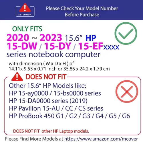 Miniatura 3 de mCover Funda compatible solo con PC portátil HP 15-DYxxxx / 15-EFxxxx Series 2020 ~ 2022 de 15.6 pulgadas