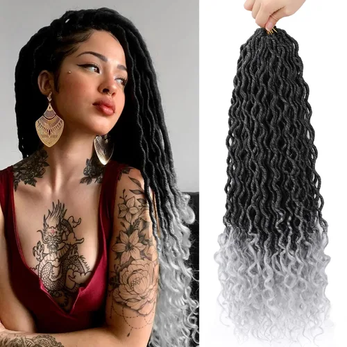 Miniatura 71 de Trenzas postizas Goddess, 6 paquetes de 18 pulgadas, cabello lacio, trenzado con ganchillo, para mujeres negras, trenzas postizas ombre con puntas