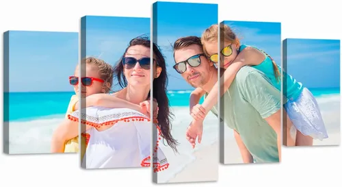 LZIMU Impresiones en lienzo personalizadas de 5 paneles, personaliza tu foto en lienzo para decoración del hogar (marco, 8 x 14 x 2-8 x 18 x 2-2-2-8