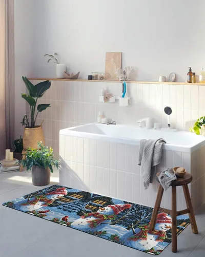 Miniatura 4 de Tapete de baño de Navidad para bañera, antideslizante, de secado rápido y absorbente, tierra de diatomeas, fregadero, dormitorio, cocina, lavable