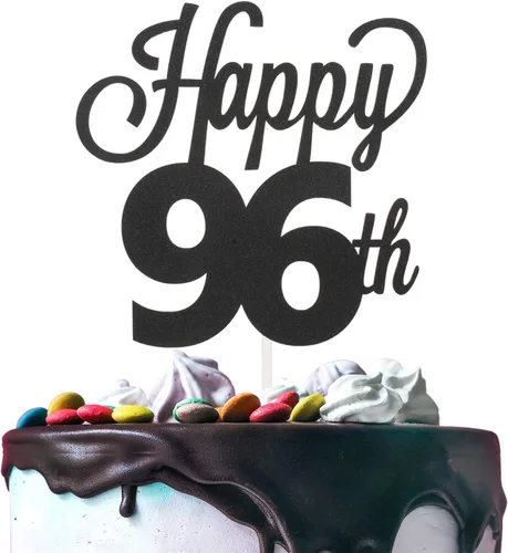 Miniatura 23 de LINGTEER - Decoración para pastel con texto "Happy Birthday 100", color negro