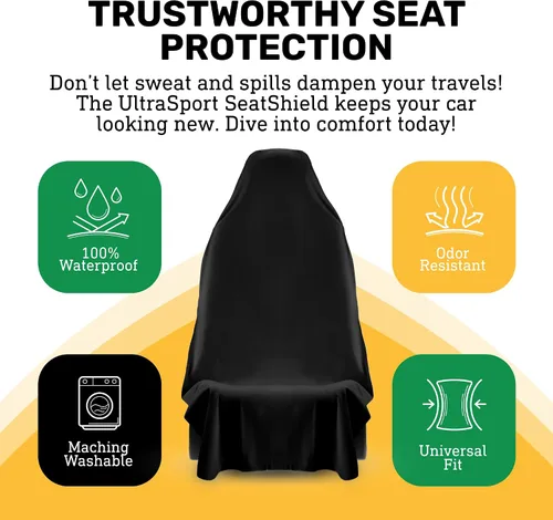 Miniatura 2 de UltraSport Protector de Asiento de Coche Impermeable con Toalla, Ajuste Universal, Protector de Asiento Delantero Antisudor y Antiolor, Secado