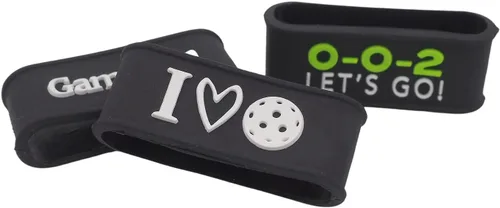 Palms-O-Aces Juego de 3 bandas de agarre para paleta de pickleball – Bandas de silicona para paletas de pickleball para asegurar sobreempuñaduras e