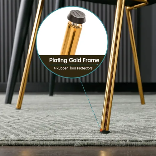 Miniatura 6 de Okeysen Juego de 4 sillas de comedor, sillas de cocina de terciopelo con patas de metal dorado, silla tapizada para cocina y comedor, silla