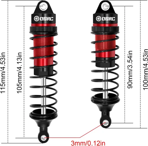 Miniatura 6 de OGRC Amortiguador de aceite para RC Juego de amortiguadores de choque para 1/10 Traxxas Slash 2WD/4X4 Hoss Rustler 4X4 VXL Bandit Nitro Stampede