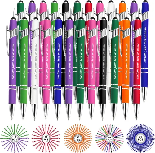 Miniatura 10 de Bolígrafos personalizados con nombre a granel, juego de bolígrafos personalizados, lápiz capacitivo grabado, logotipo, texto, regalo para negocios