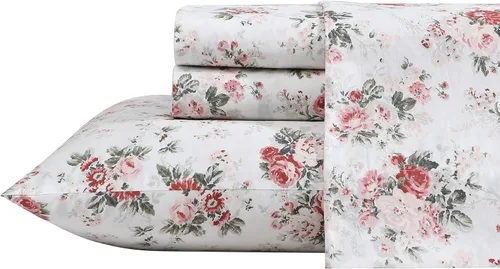 Miniatura 8 de Laura Ashley - Sábanas King, Juego de Ropa de Cama de Percal de Algodón, Ligero y Transpirable para el Hogar (Emogene Naranja Quemado, King)