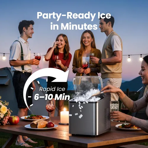 Miniatura 3 de VIBOFROST Nugget - Máquina de hielo para encimera, máquina de hielo de guijarros sónicos rápida de 35 libras/24 horas, sistema antiincrustaciones