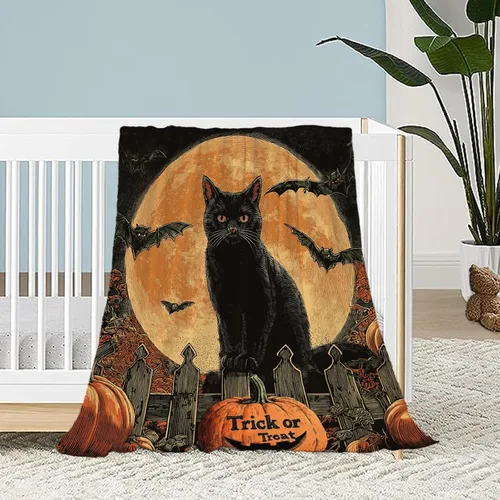 Miniatura 22 de Manta de Halloween – Manta pequeña de calavera vintage para niños y adultos, ligera, esponjosa, suave y acogedora manta de vellón para sofá, cama