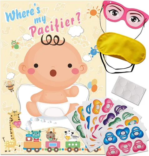 Juego pon el chupón en el bebé - Juego de fiesta para baby shower - Juego pon el chupón en el bebé