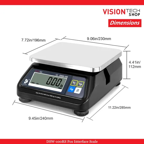 Miniatura 6 de VisionTechShop TPB-60LB, Báscula de porción de interfaz POS con la mayoría de los sistemas ECR y POS, Lb/Oz/Kg conmutable, capacidad de 60 libras