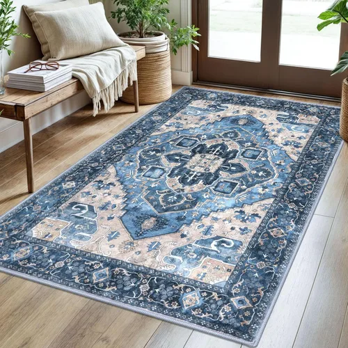 Miniatura 124 de SIILOOM Alfombra lavable de 2 x 3 pies, alfombra suave color taupe ceniza para entrada, tapete antideslizante para puerta de interior, tapete