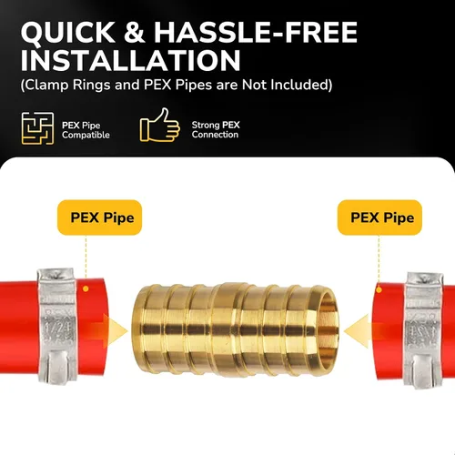 Miniatura 4 de Acoplamiento Pex de 1/2", Accesorios Pex, Accesorios de Engaste de Latón de Alta Resistencia para Tubos PEX con Construcción Resistente a Fugas