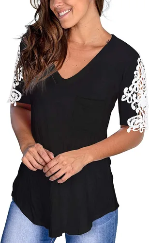 Miniatura 2 de V Neck Short Sleeve Shirts for Women,Short Sleeve Women Shirt Printed Casual Stylish Tank Tops Set 5