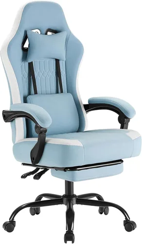 Miniatura 16 de NEWBULIG Silla de escritorio para juegos de computadora, soporte lumbar ergonómico grande con reposabrazos abatibles y ruedas giratorias de 360°
