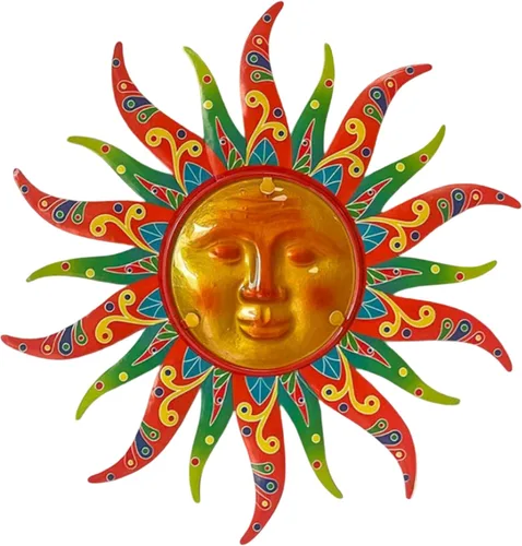 Miniatura 10 de Limygus Adornos de Sol y Luna para Pared para Exteriores, Arte de Pared de Metal Colorido con Sol y Luna y Estrellas Perfecto para Patio, Jardín