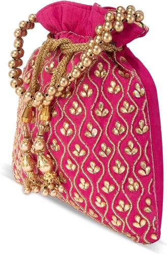 Miniatura 8 de Aheli Potli Monederos para mujer, hecho a mano, bolso de noche, elegante pulsera de moda nupcial