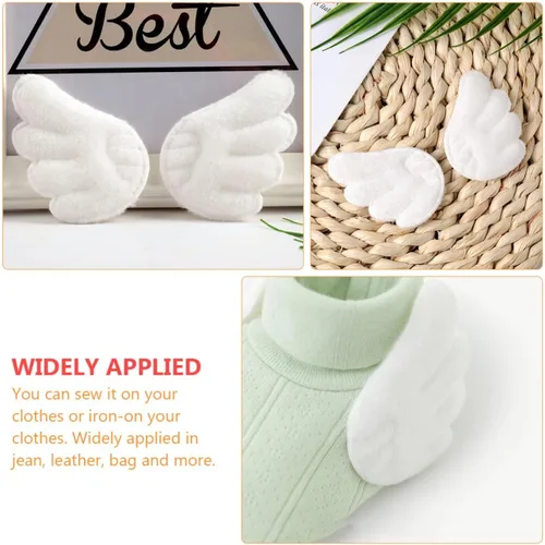 Miniatura 3 de Angel Wings Embroidered Sewing Patches White Fabric Appliques DIY Clothing Accessories for Socks Hats and Apparel, 15 Pairs Pack