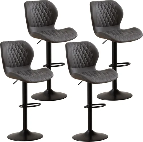 Miniatura 12 de Taburetes de bar modernos, taburetes de bar giratorios con respaldo alto, taburetes de bar de tela ajustables para sillas de isla de cocina