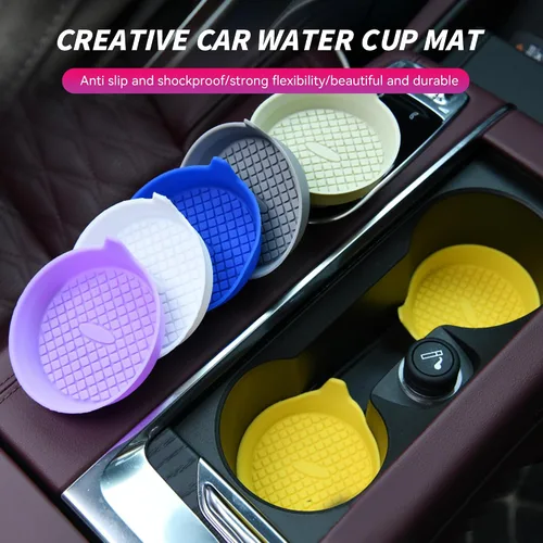 Miniatura 3 de Paquete de 4 posavasos para automóvil, portavasos empotrados de silicona para automóvil, impermeables, antideslizantes, a prueba de tambores, Café
