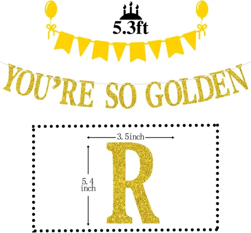 Miniatura 2 de Cartel dorado con texto en inglés "You're So Gold", letrero de feliz cumpleaños dorado, suministros de decoración de fiesta de cumpleaños