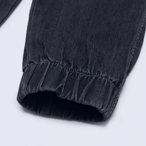 Miniatura 4 de SSDXY Pantalones deportivos de mezclilla para mujer con cordón talle medio desgastados ajustados ajustados ajustados ajustados estilo casual