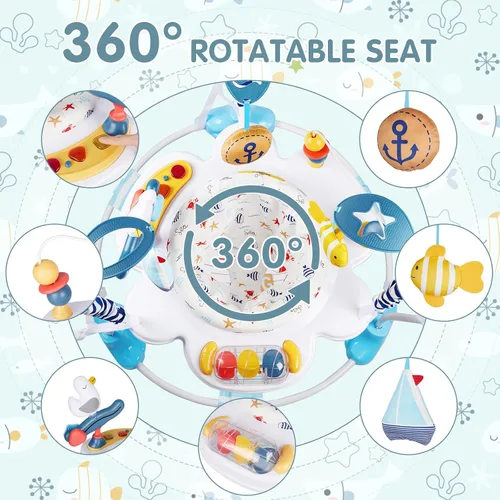 Miniatura 4 de Centro de Actividad para Bebé, Saltador de Bebé 3 en 1, Centro de Actividad Infantil con Asiento Giratório 360°, Música, Luces, 3 Alturas