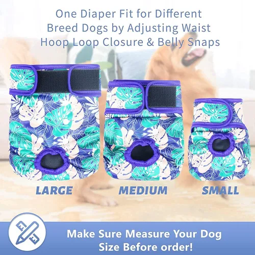Miniatura 41 de Leekalos Pañales reutilizables lavables para perras, pañales para perras, altamente absorbentes, pañales ajustables para cachorros, pañales