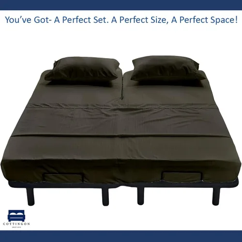 Miniatura 7 de Juego de 4 sábanas de cama King con cabeza flexible Cottingon, sábanas superiores divididas de 34 pulgadas para camas ajustables Sleep Number, 100%