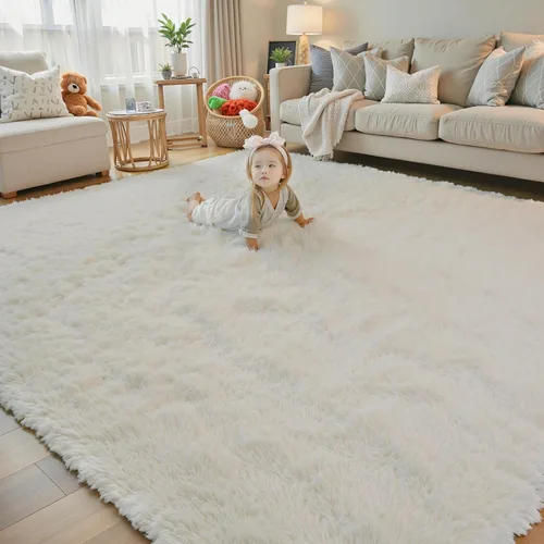 Miniatura 38 de Alfombras circulares súper suaves para niñas, castillo de princesa, tienda de campaña de 5 diámetros, alfombras circulares de área para dormitorio