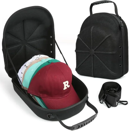 Miniatura 16 de GERMUN Funda rígida para gorra de béisbol, funda de viaje con correa ajustable para el hombro, funda para 12 gorras de béisbol, perfecta para viajes