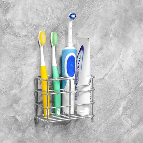 Miniatura 5 de Linkidea Soporte de pared para cepillo de dientes para baño, soporte de acero inoxidable para cepillo de dientes eléctrico, pasta de dientes