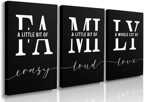 Miniatura 33 de GUBIYU Decoración de pared familiar para el hogar, juego de 3 impresiones inspiradoras en lienzo enmarcadas en blanco y negro, pinturas artísticas