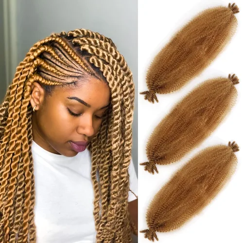 Miniatura 34 de 3 paquetes de cabello trenzado Marley Twist de 8 pulgadas, cabello afro twist elástico preseparado para rastas suaves de imitación, cabello