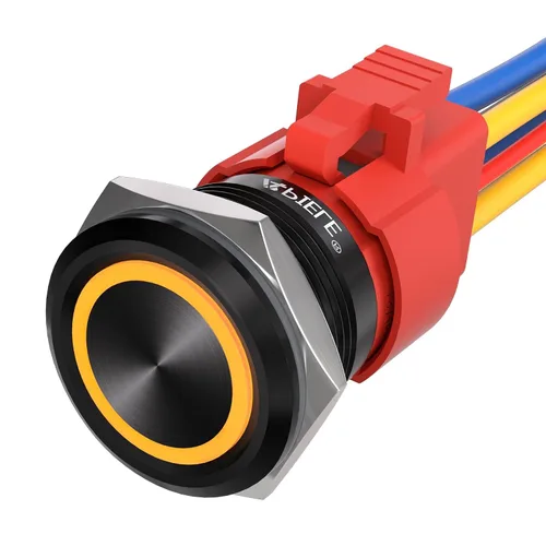 Miniatura 7 de APIELE Interruptor de botón momentáneo de 10 A, 22 mm, LED ojo de ángel, impermeable, redondo, autorresetable, 7/8'', 1NO 1NC