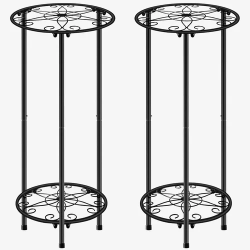 Miniatura 7 de CASIMR - Soporte para plantas para interiores y exteriores, estante de metal inoxidable para flores, 2 niveles de 23.9 pulgadas, soporte alto