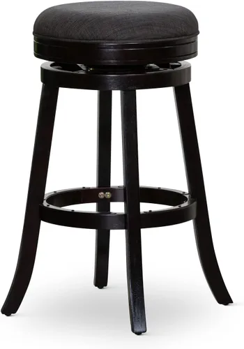 Miniatura 21 de DTY Indoor Living Creede - Taburetes de altura de mostrador de 26 pulgadas, giratorios sin espalda, acabado cereza con asiento de cuero de hueso